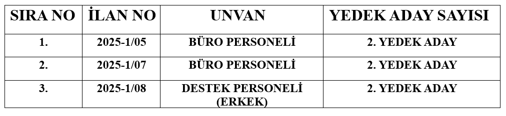 2 nci yedek aday